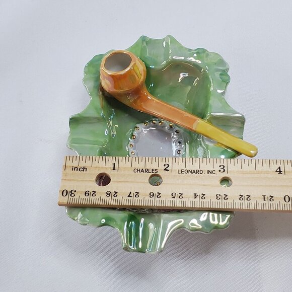 VTG German Porcelain Pipe Holder & Ashtray Trinket Dish Tobacciana Men's Gift - Picture 2 of 13